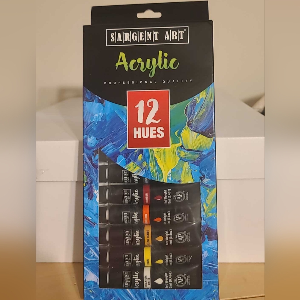 Sargent Art Acrylic Tube Paint, 12 Colors, Brand New